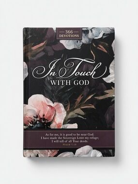 In Touch With God Hardcover Devotional - Floral Black & Blush